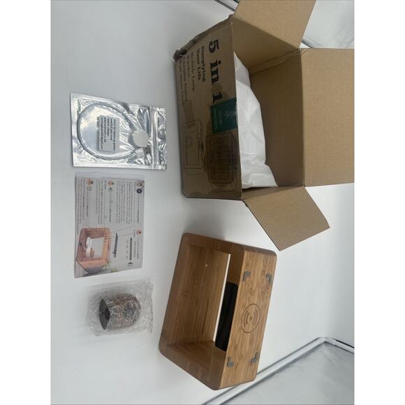 Bamboo 5-in-1 Alarm Clock Wireless Charging Station for Samsung Galaxy Read Desc - Picture 1 of 5
